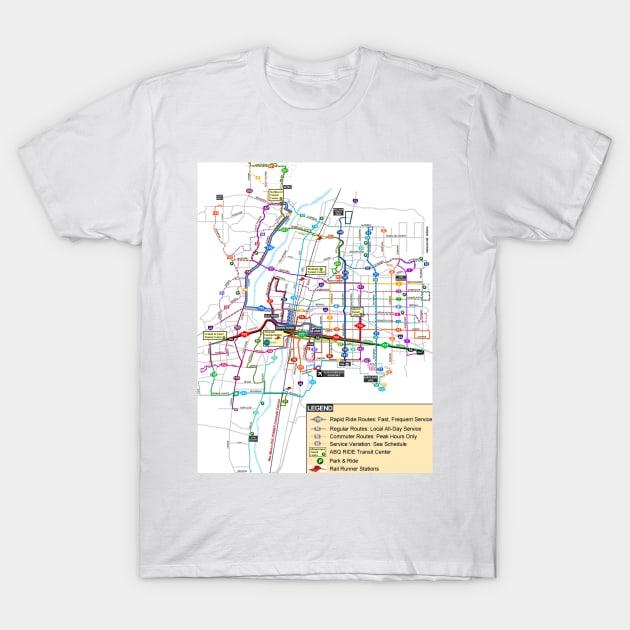 Albuquerque System / Transit Map - USA T-Shirt by Superfunky